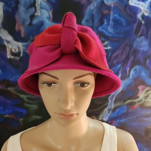 Pink and Red Wool Hat - Picture 1 of 7